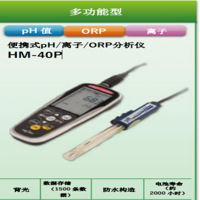 東亞DKK 便攜式pH/離子/ORP分析儀 HM-40P 塔瑪薩崎總代